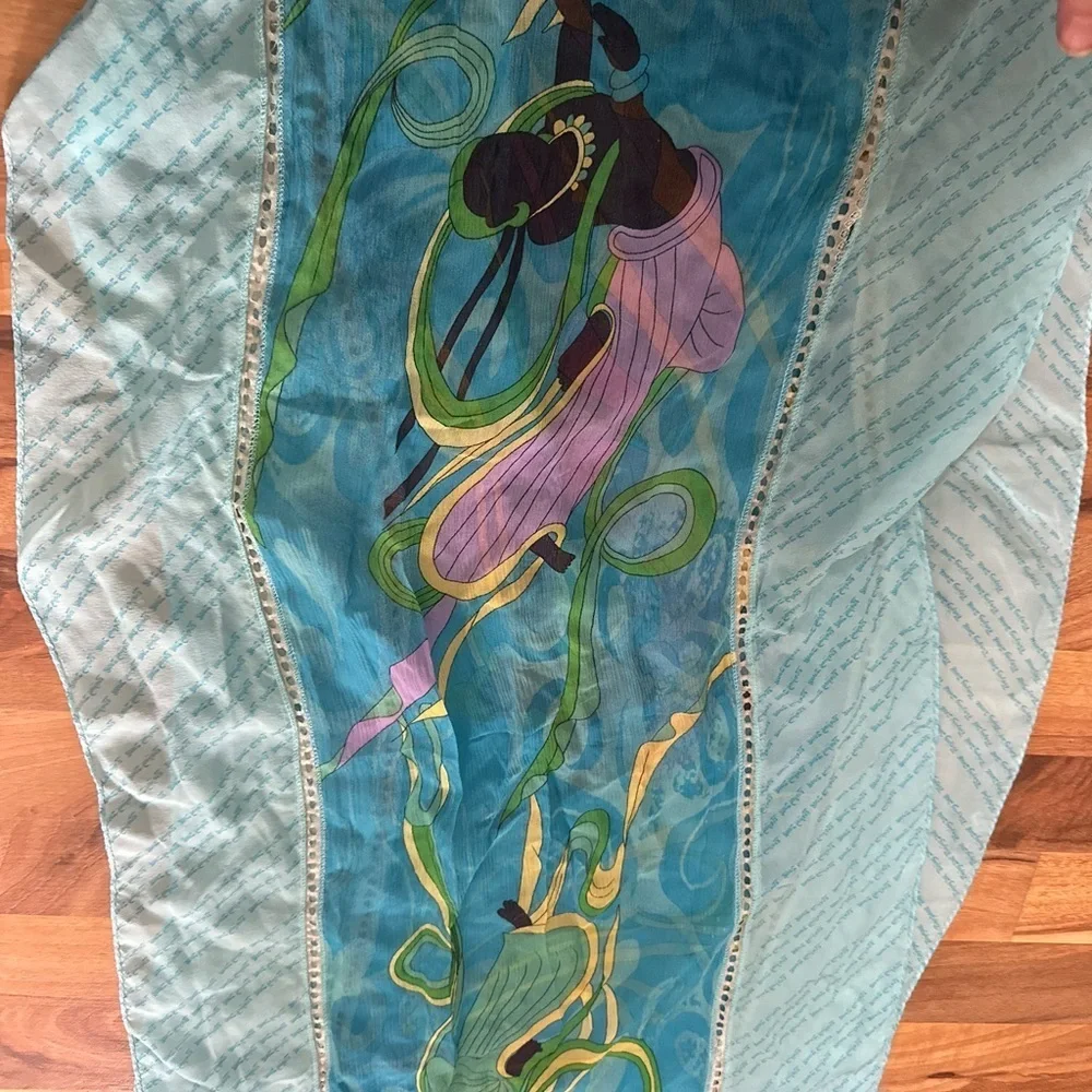 2008 Beijing Olympics Elegant Blue and Green Silk Scarf